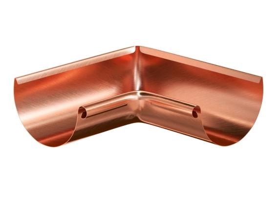 Водосток Aquasistem, система 125x90 - Угол желоба внутренний медный 90° купить в Аксае