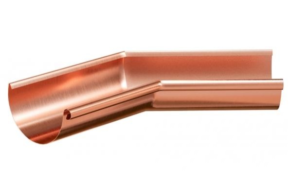 Водосток Aquasistem, система 125x90 - Угол желоба внутренний медный 135° купить в Аксае