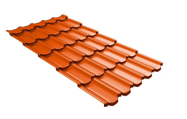 Металлочерепица квинта плюс с 3D резом 0,45 PE RAL 2004 оранжевый купить в Аксае