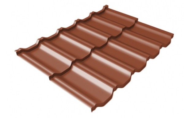 Металлочерепица модульная Квинта Uno Grand Line c 3D резом 0,45 PE RAL 8004 терракота купить в Аксае