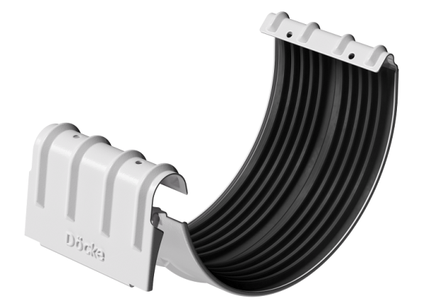 Соединитель желобов D125 Döcke STAL PREMIUM Пломбир, (RAL 9010) купить в Аксае